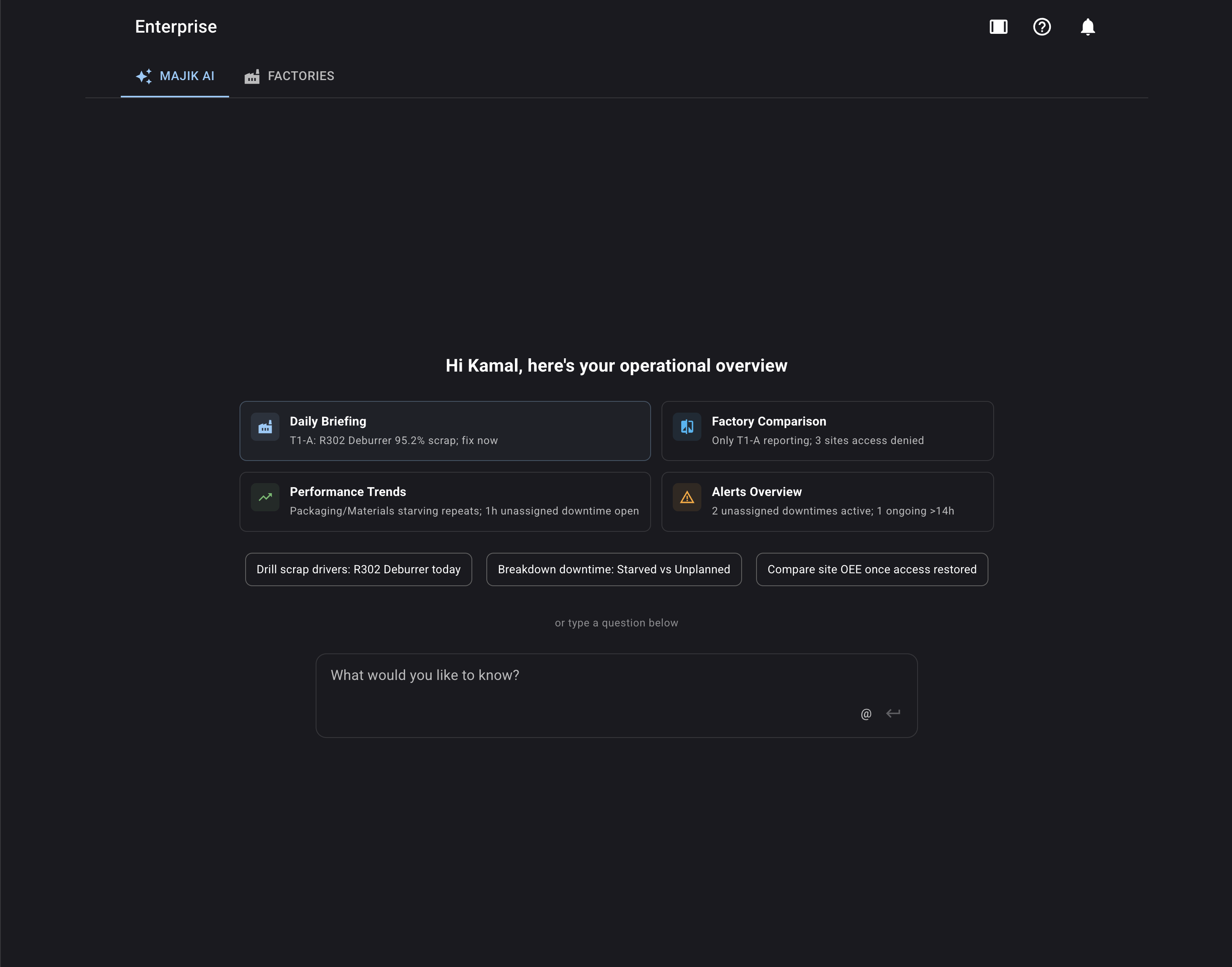 MAJiK AI operational overview screenshot