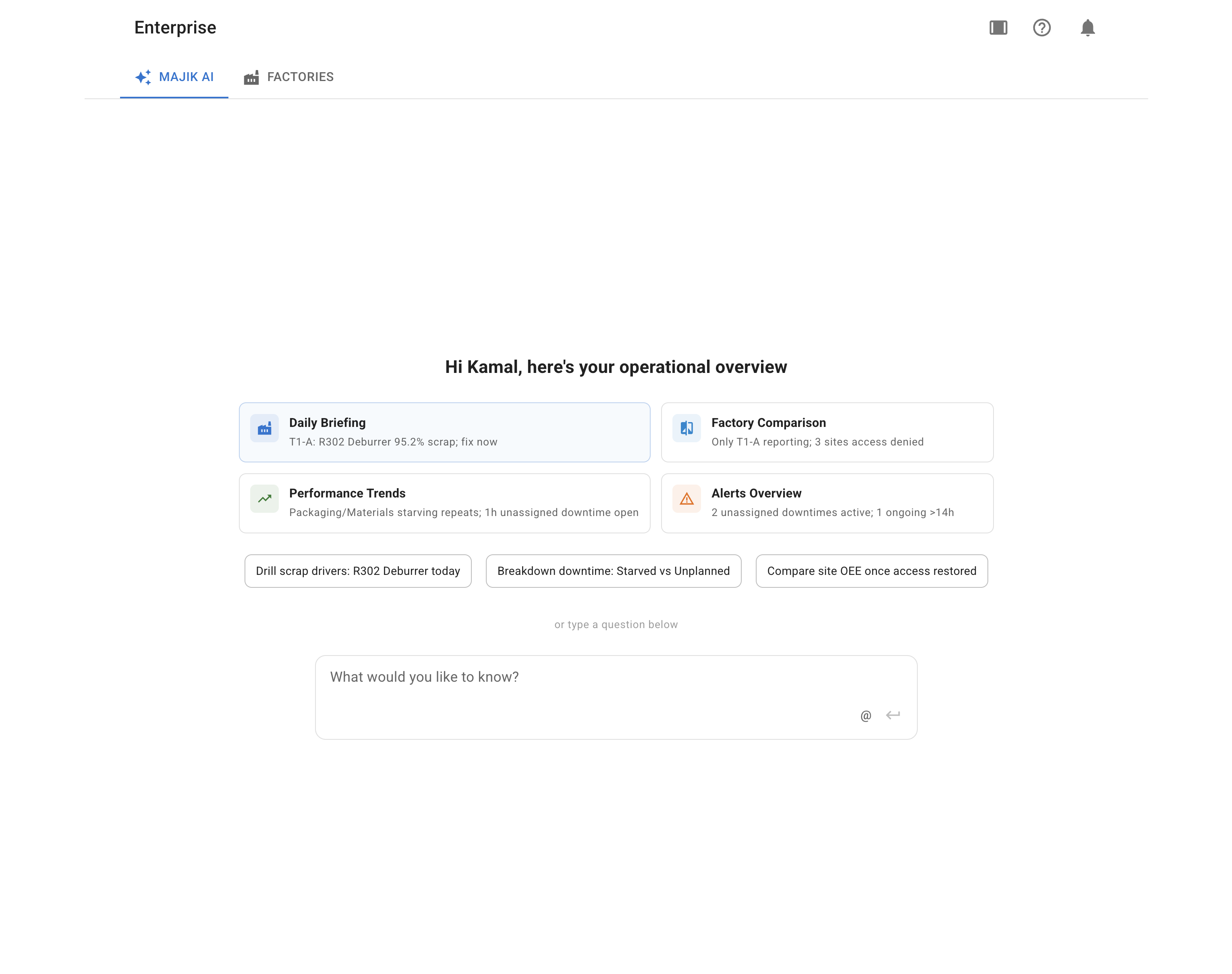 MAJiK AI operational overview screenshot